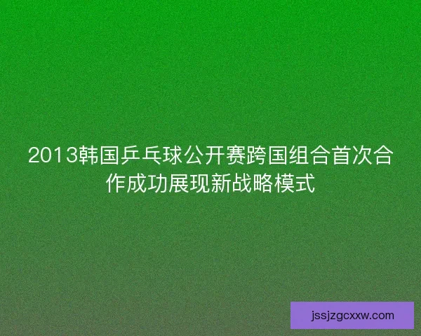 2013韩国乒乓球公开赛跨国组合首次合作成功展现新战略模式