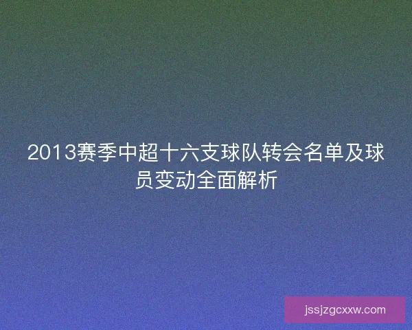 2013赛季中超十六支球队转会名单及球员变动全面解析