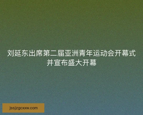 刘延东出席第二届亚洲青年运动会开幕式并宣布盛大开幕 刘延东出席第二届亚洲青年运动会开幕式并宣布盛大开幕